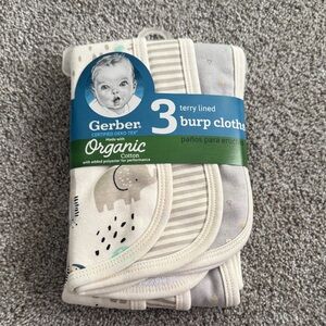 NWT Organic Cotton Terry Lined Burp Cloths